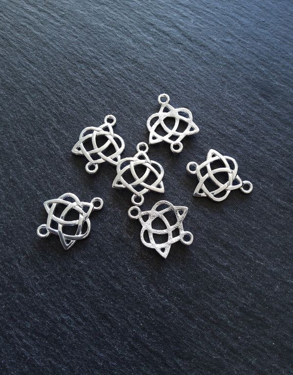 10 or 50 Celtic Knot Connector Charms Bright Silver Plated 25x19mm