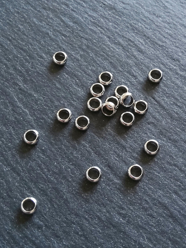 10 or 50 Stainless Steel 5mm Solid Round Closed Ring Spacer Beads 5x2mm. Hole: 3.2mm