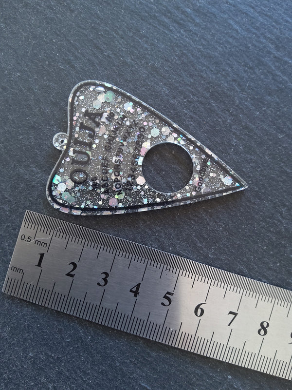 2 or 10 Clear Acrylic Ouija Planchette Charms with Glitter 61x42mm