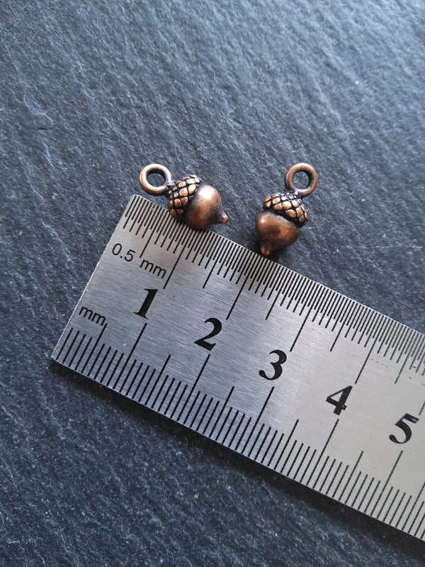8 or 40 Acorn Charms Antique Copper Tone 14x7mm