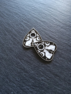 2 or 10 Silver Tone Ouija Cat Planchette Charms with Black & White Enamel 26x22mm