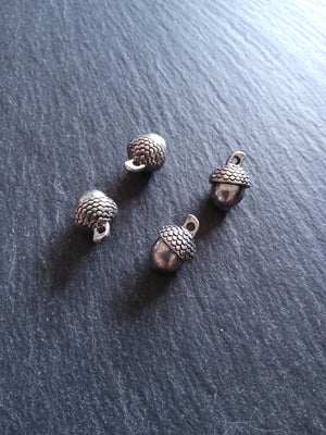 5 or 25 Genuine Silver Plated Acorn Charms Antique Silver Tone Solid 15x10mm NICKEL FREE