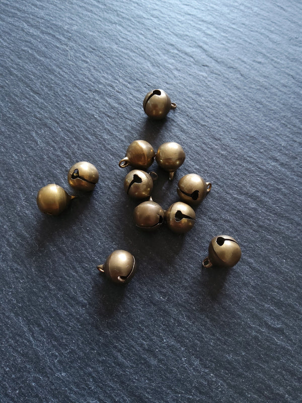 10 or 50 Antique Bronze Tone 10mm Brass Bells Bell Charms 13x10mm