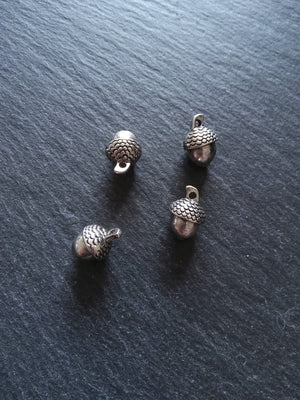 5 or 25 Genuine Silver Plated Acorn Charms Antique Silver Tone Solid 15x10mm NICKEL FREE