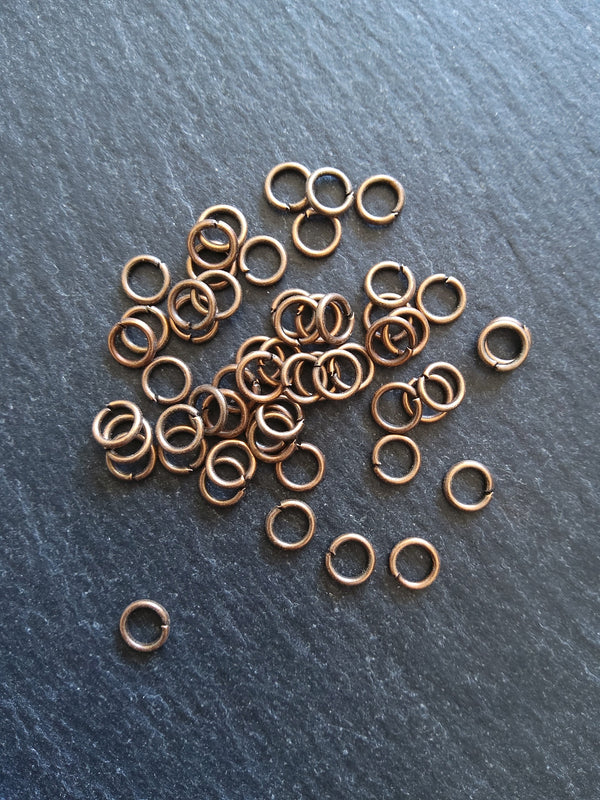 100 or 500 Antique Copper Tone 8mm Diameter 0.9mm Jump Rings 20 gauge