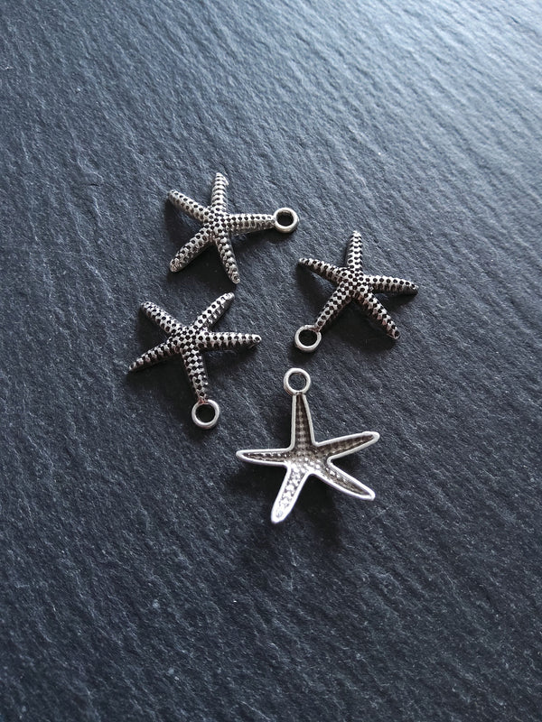 2 or 10 Starfish Charms Real Silver Plated Alloy 20x20x3mm Nickel FREE