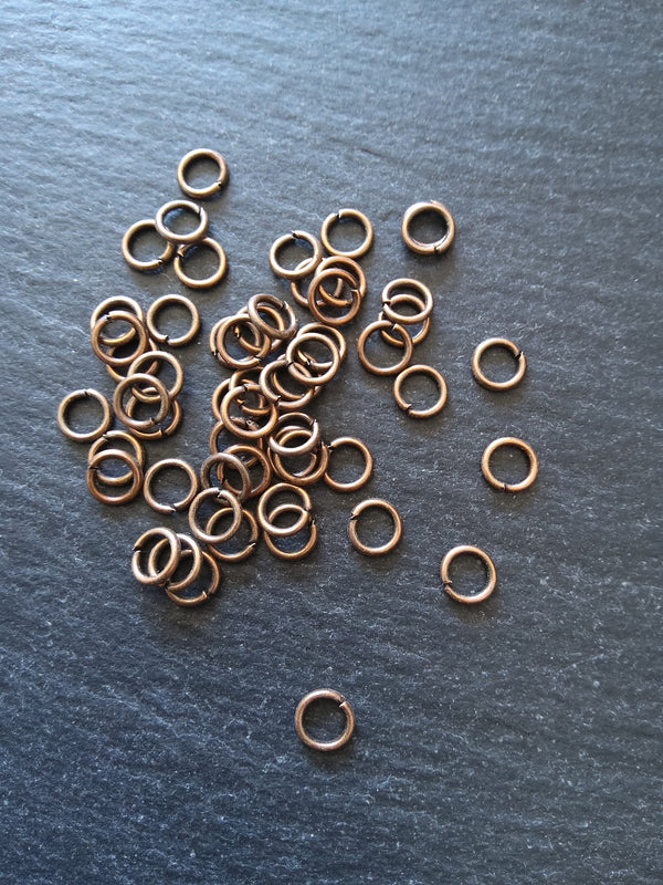 100 or 500 Antique Copper Tone 8mm Diameter 0.9mm Jump Rings 20 gauge