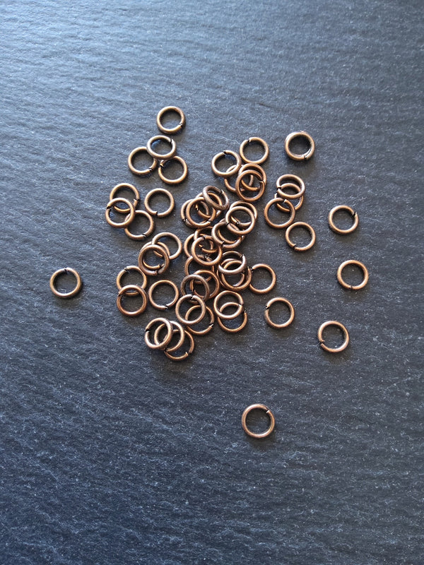 100 or 500 Antique Copper Tone 8mm Diameter 0.9mm Jump Rings 20 gauge