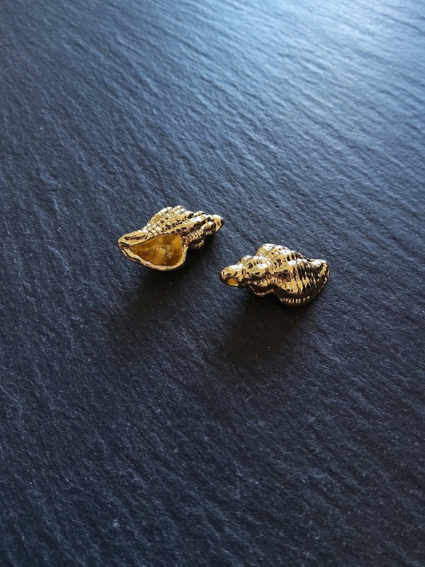 2 or 10 Conch Sea Shell Charms Real 14K Gold Plated Alloy 21x12x8mm. Nickel FREE