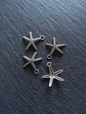 2 or 10 Starfish Charms Real Silver Plated Alloy 20x20x3mm Nickel FREE