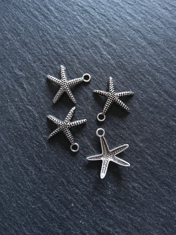 2 or 10 Starfish Charms Real Silver Plated Alloy 20x20x3mm Nickel FREE