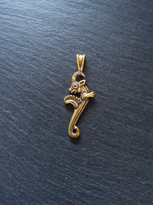 Capricorn Mythical Sea-Goat Pendant Gold Plated 62x23mm