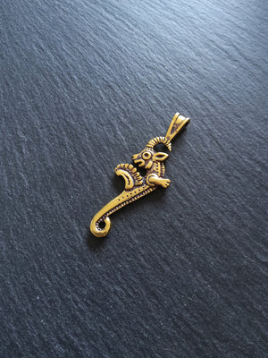 Capricorn Mythical Sea-Goat Pendant Gold Plated 62x23mm