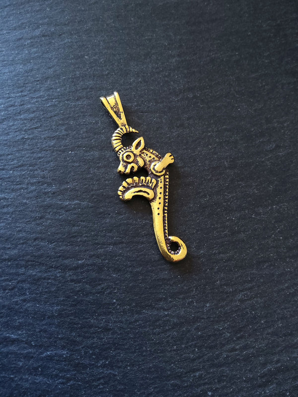 Capricorn Mythical Sea-Goat Pendant Gold Plated 62x23mm