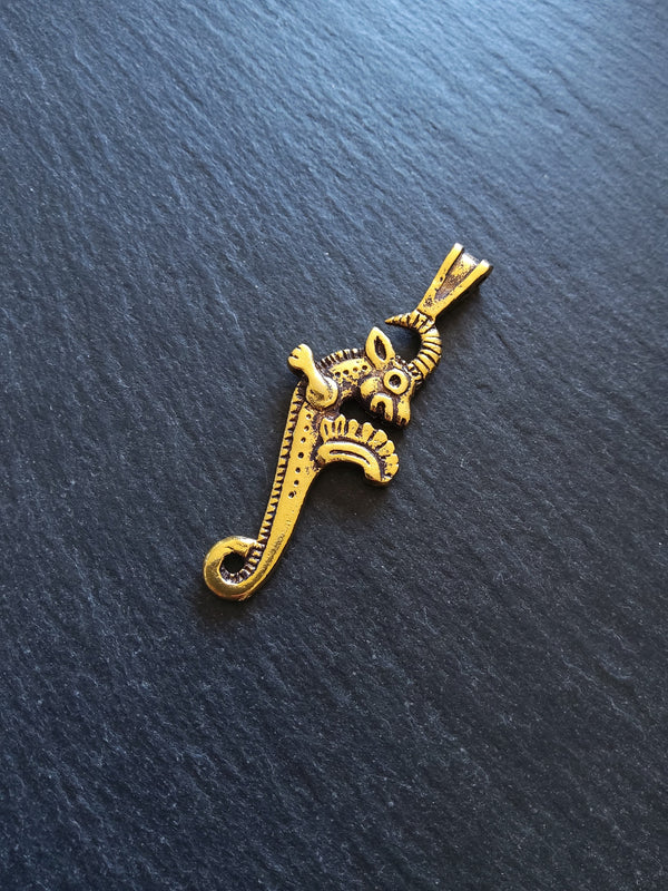 Capricorn Mythical Sea-Goat Pendant Gold Plated 62x23mm