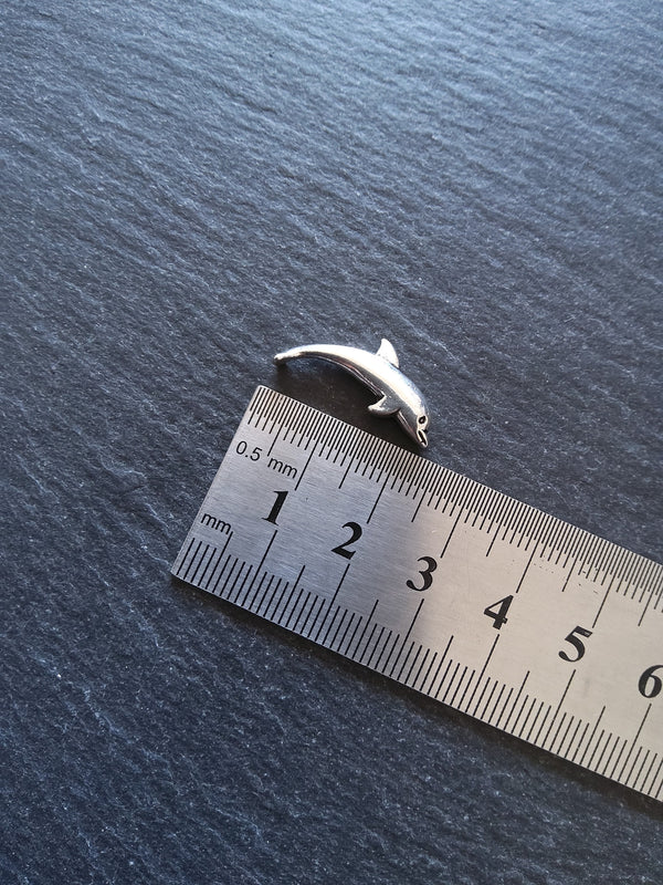 10 or 50 Dolphin Beads Antique Silver Tone 23x10mm