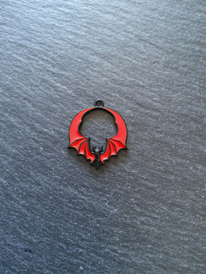 2 or 10 Flying Bat Charms in Black & Red Enamel 28x24mm