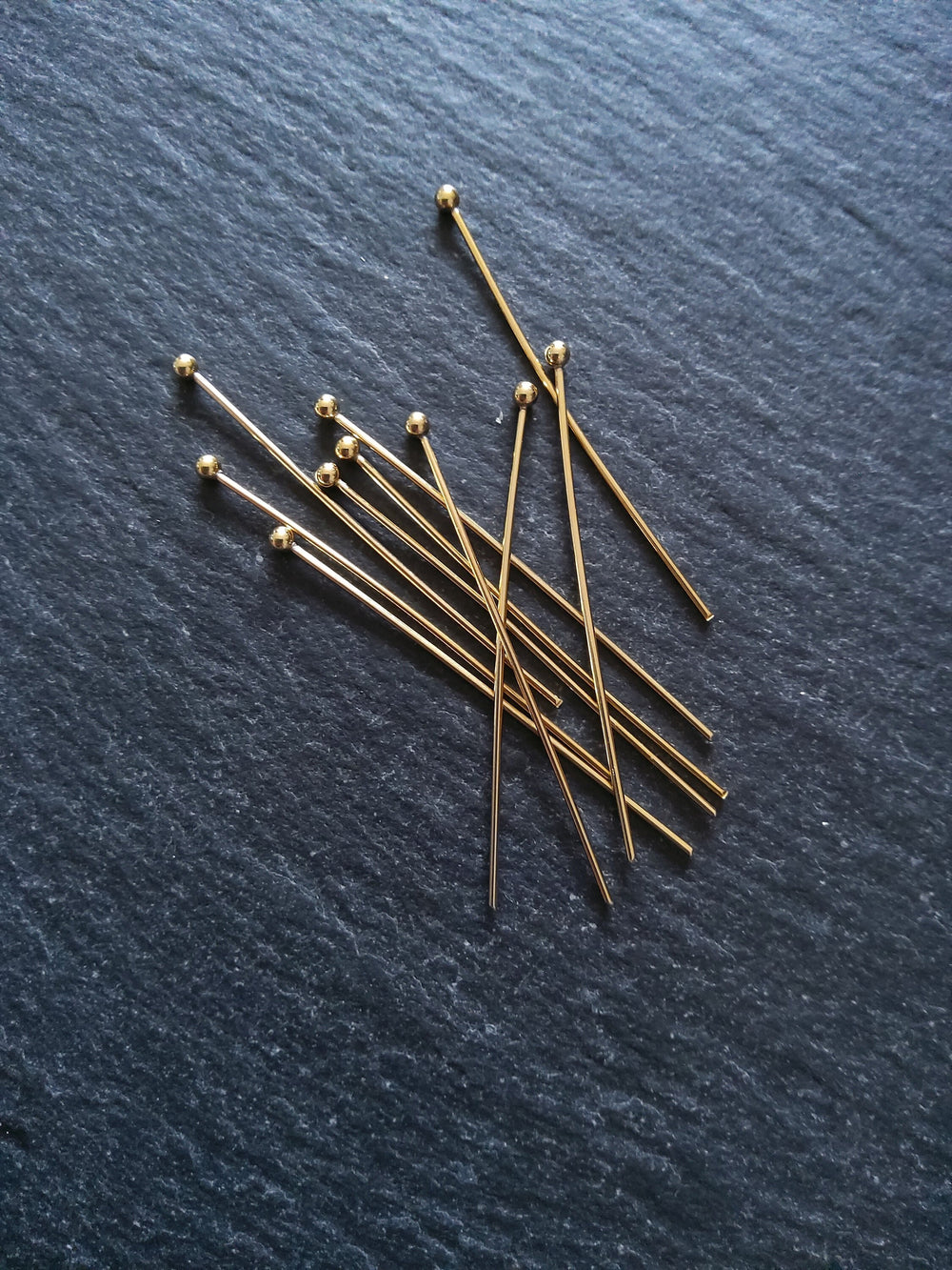 10 or 50 Genuine 24K Gold Plated Stainless Steel Ball Head Pins 40mm Long 0.7mm Wide (21 gauge)