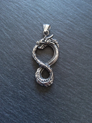 Dragon Infinity Pendant Stainless Steel 57x28x6mm