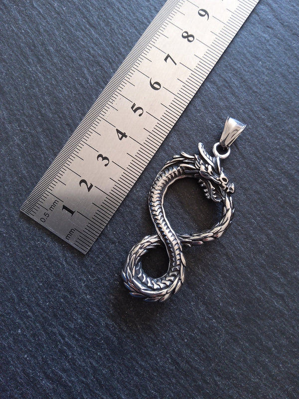 Dragon Infinity Pendant Stainless Steel 57x28x6mm