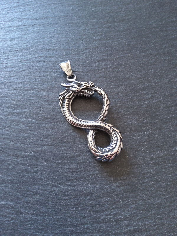 Dragon Infinity Pendant Stainless Steel 57x28x6mm