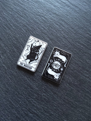 2 or 10 The Magician Cat Tarot Card Charms White & Black Resin 38x23mm