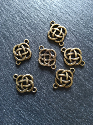 6 or 30 Antique Bronze Tone Celtic Knot Connector Charms 25x18mm Nickel FREE Alloy