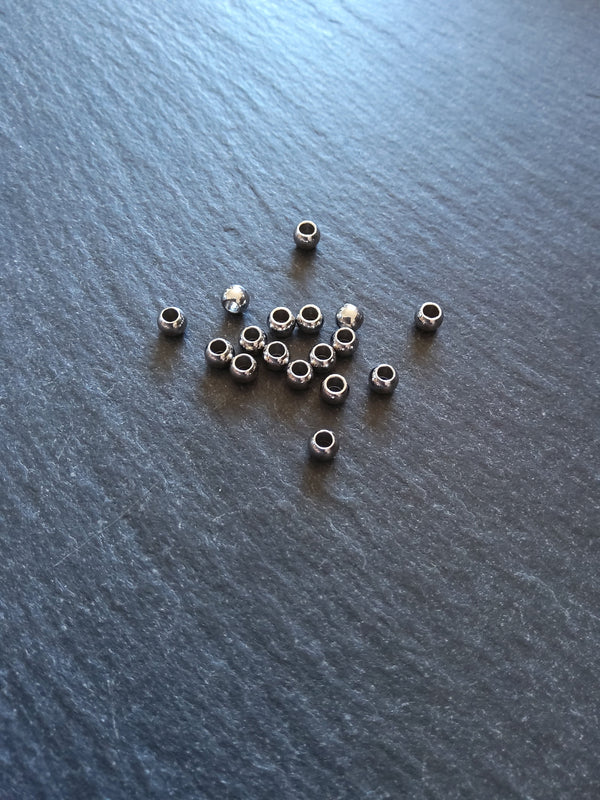 12 or 60 Stainless Steel 4mm Barrel Beads Smooth Solid Round Spacer 4x3mm with 2.1mm Hole