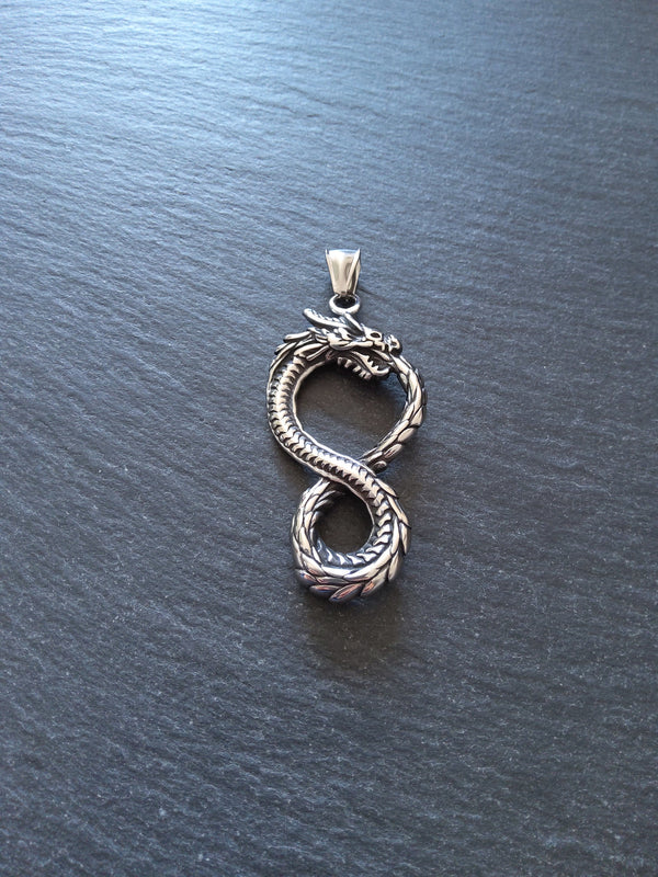 Dragon Infinity Pendant Stainless Steel 57x28x6mm