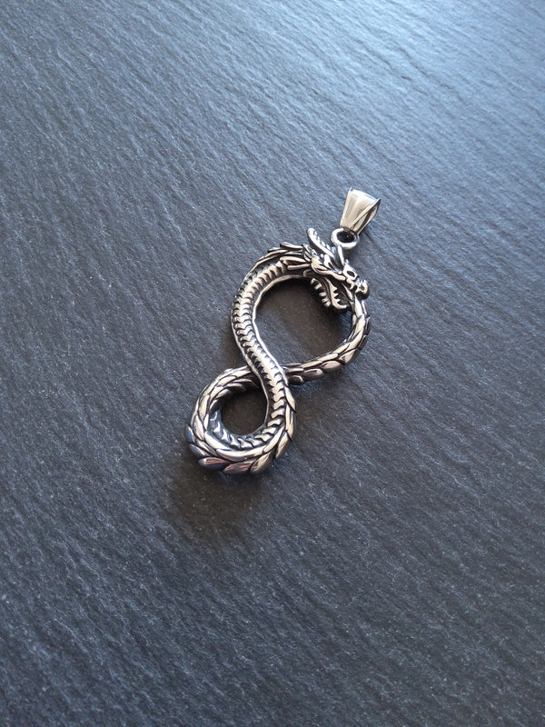 Dragon Infinity Pendant Stainless Steel 57x28x6mm