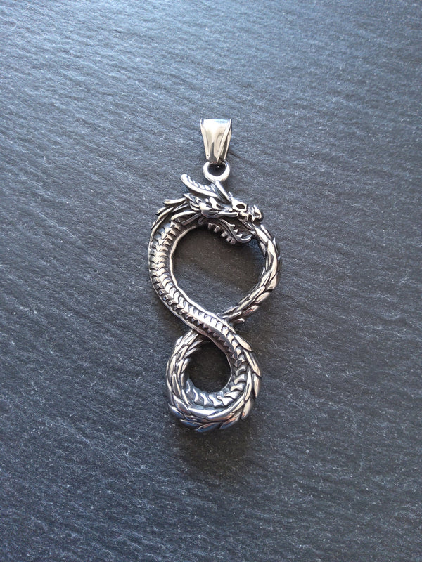 Dragon Infinity Pendant Stainless Steel 57x28x6mm