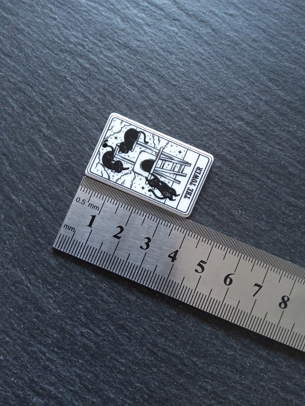 2 or 10 The Tower Cat Tarot Card Charms White & Black Resin 38x23mm