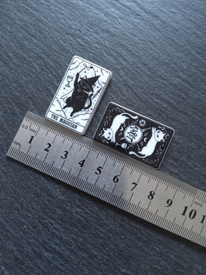 2 or 10 The Magician Cat Tarot Card Charms White & Black Resin 38x23mm