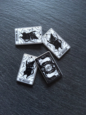 2 or 10 The Magician Cat Tarot Card Charms White & Black Resin 38x23mm