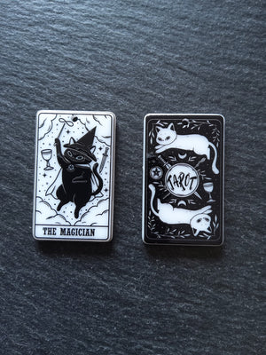 2 or 10 The Magician Cat Tarot Card Charms White & Black Resin 38x23mm