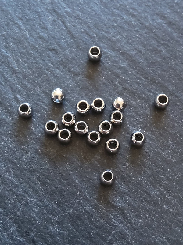 12 or 60 Stainless Steel 4mm Barrel Beads Smooth Solid Round Spacer 4x3mm with 2.1mm Hole