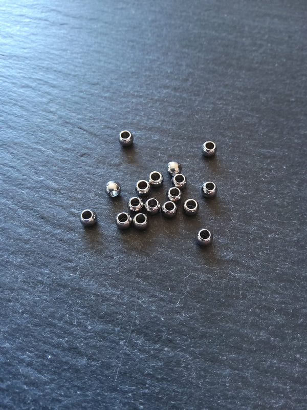 12 or 60 Stainless Steel 4mm Barrel Beads Smooth Solid Round Spacer 4x3mm with 2.1mm Hole