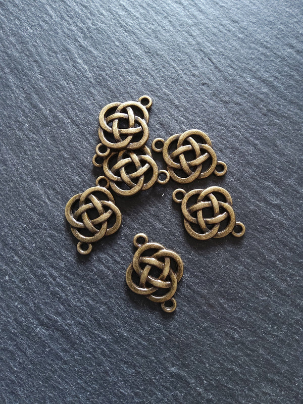 6 or 30 Antique Bronze Tone Celtic Knot Connector Charms 25x18mm Nickel FREE Alloy