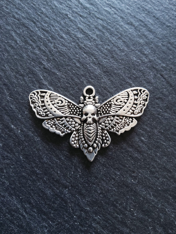 4 or 20 Large Moth Charms Antique Silver Alloy 43x27mm
