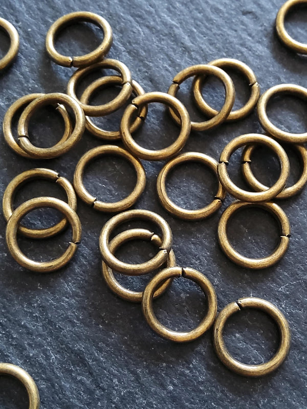 80 or 400 Strong Jump Rings Antique Bronze 10mm Diameter 1.5mm Thick