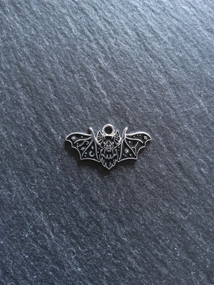 4 or 20 Flying Vampire Bat Charms Antique Silver Alloy & Black Enamel 26x14mm