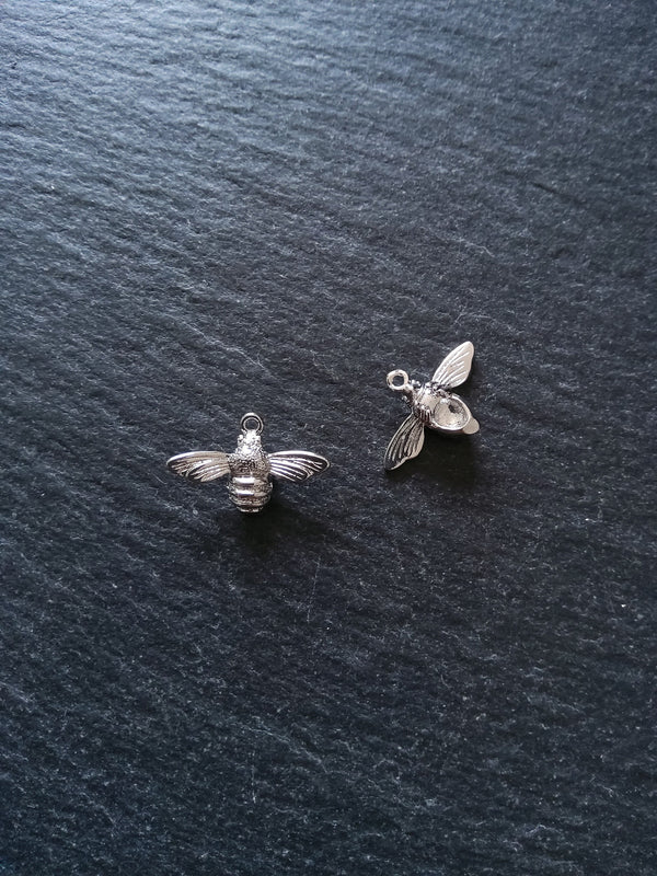 Lovely Little Real Platinum Plated Bee Charms 11x17x4mm Nickel FREE