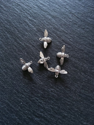 Lovely Little Real Platinum Plated Bee Charms 11x17x4mm Nickel FREE