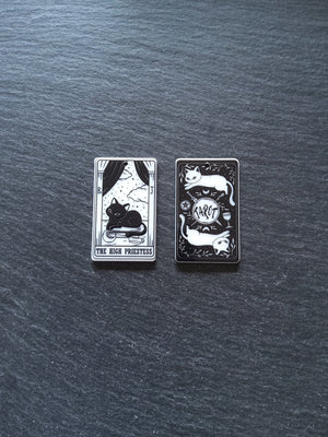 2 or 10 The High Priestess Cat Tarot Card Charms White & Black Resin 38x23mm