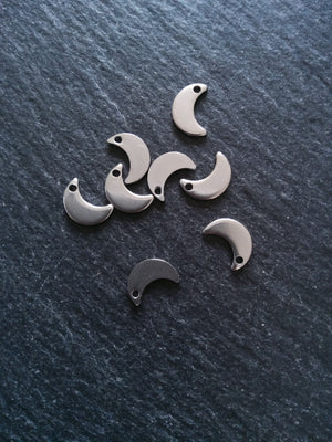 10 or 50 Stainless Steel Crescent Moon Charms 10x7x1mm