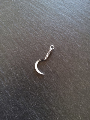 10 or 50 Sickle Charms Antique Silver Tone Metal Alloy 30x13mm