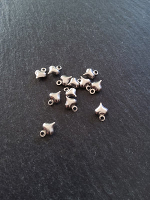 20 or 100 Stainless Steel Tiny Heart Charms Silver Tone 9x6x3mm