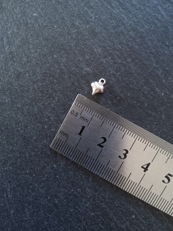 20 or 100 Stainless Steel Tiny Heart Charms Silver Tone 9x6x3mm