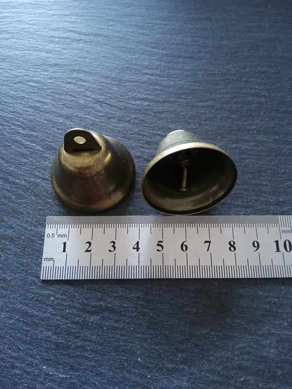 5 or 25 Large Antique Bronze Tone Iron Bells 36 Long x 38mm Diameter