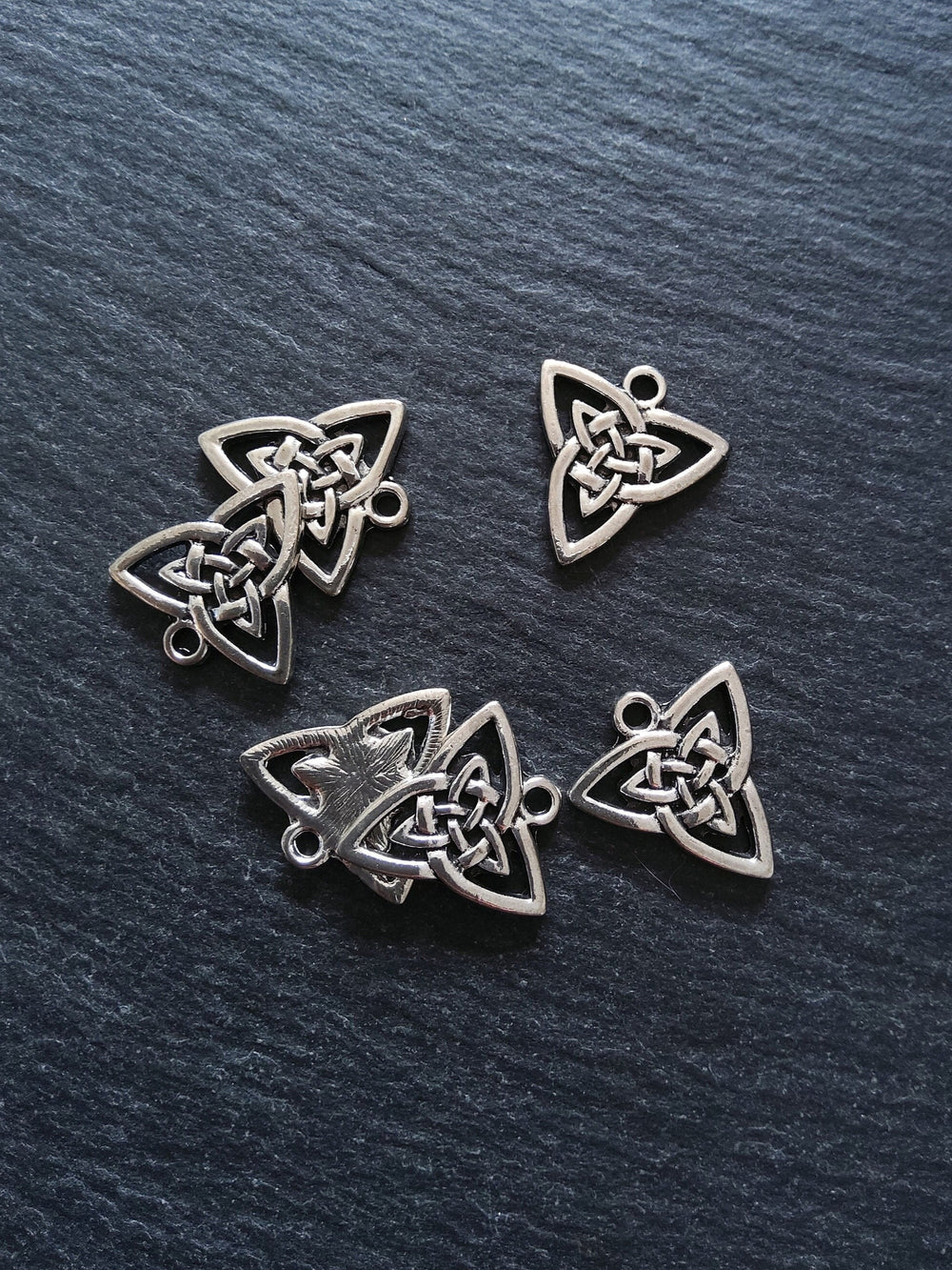 8 or 40 Celtic Knot Triangular Charms Antique Silver Tone 20x19mm